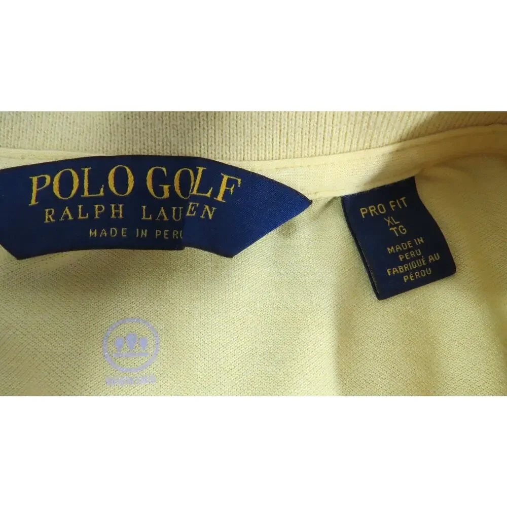Polo Golf Ralph Lauren Pro Fit XL Yellow Big Pony Wicking Polo Shirt Men Peru SS
